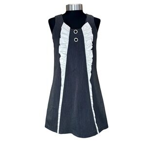 Bodybag by Jude Clothing Ruffle Trim Mini Dress Gray White Women's size Small